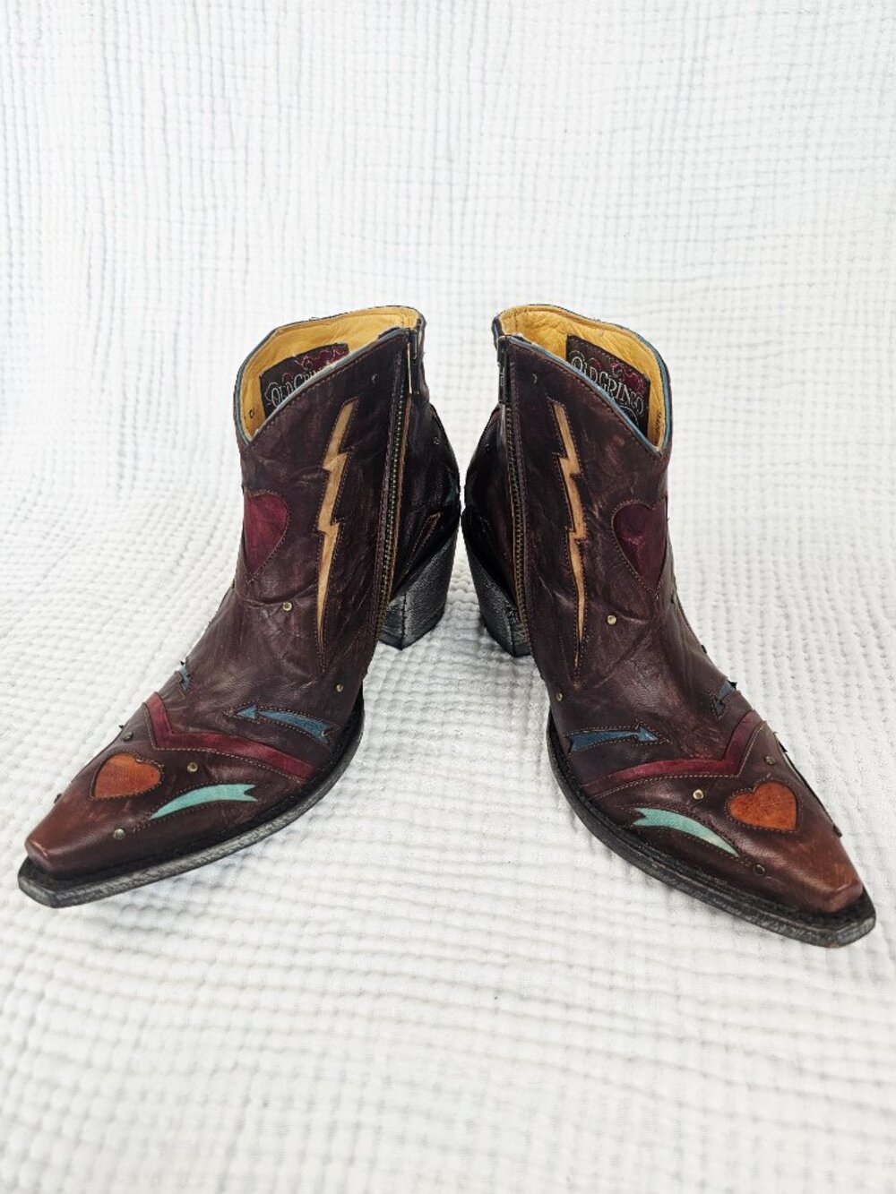 ✨Like New✨Old Gringo Cold Heart Short Boot | Oxblood | Fringe & Inlay | Sz 8 - Picture 8 of 12